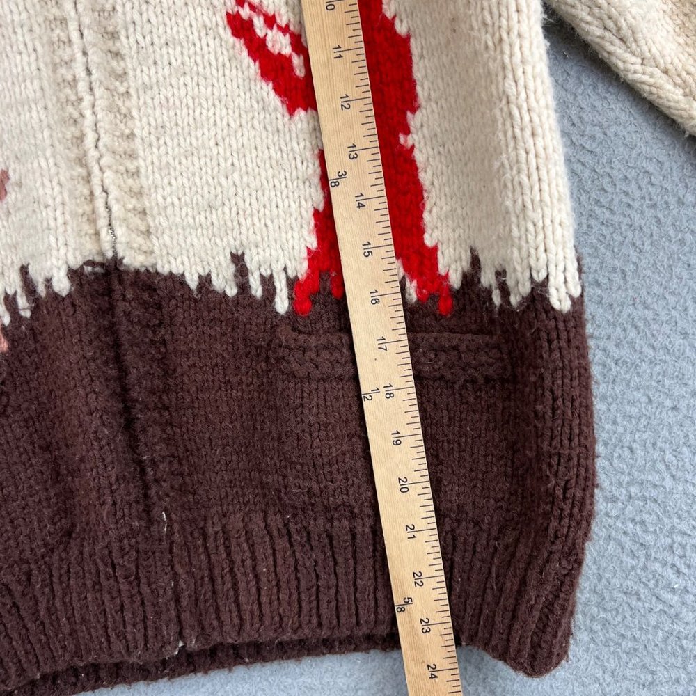 Cowichan Pheasant Duck Hunt Vtg HAND KNIT Shawl Collar Sweater Cardigan Small - Picture 3 of 4